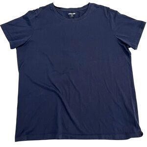 Lands' End Women's Large Navy Blue T-Shirt Short Sleeve Cotton Basic Tee L 14/16
